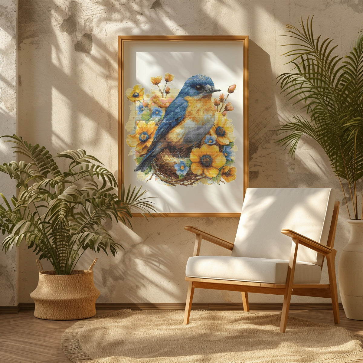 Spring Cross Stitch Pattern Pdf Bird In Nest, Counted Cross Stitch Designs, Floral Embroidery File, Cross Stitch Art, Mothers day Gifts