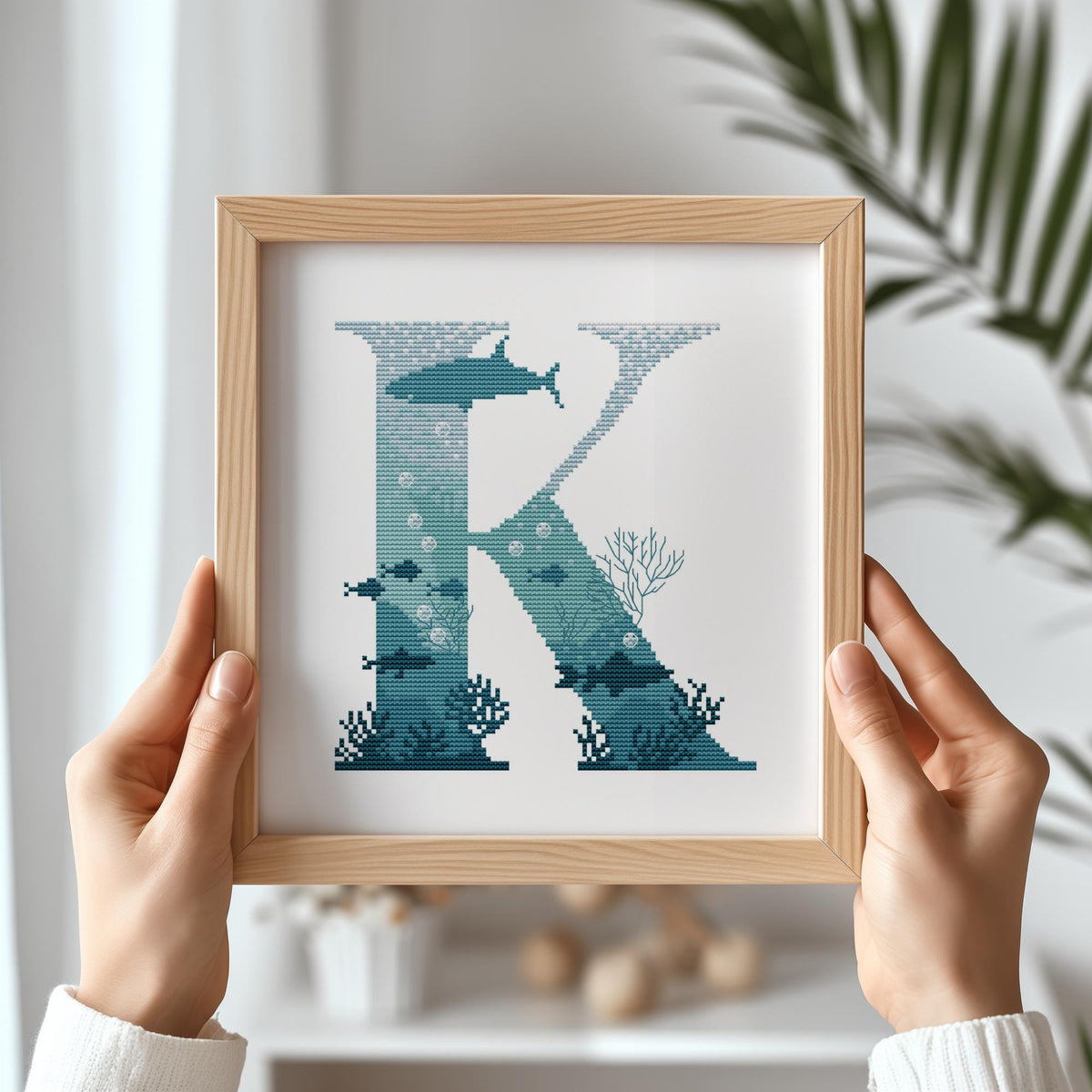 Letter Cross Stitch Pattern, Counted, Family Initials Embroidery Designs, Marine Monogram Cross Stitch Chart, Custom Name Cross Stitch Pdf