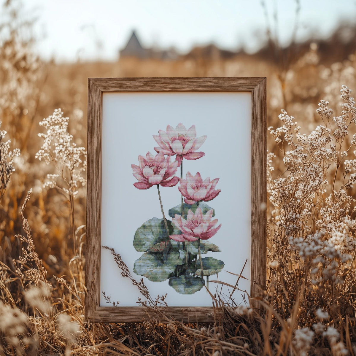 Cross Stitch Pattern With Water Lily, July Birth Flower Cross Stitch Scheme, Count, Cross Stitch Art Design, Birth Flower Embroidery Pattern