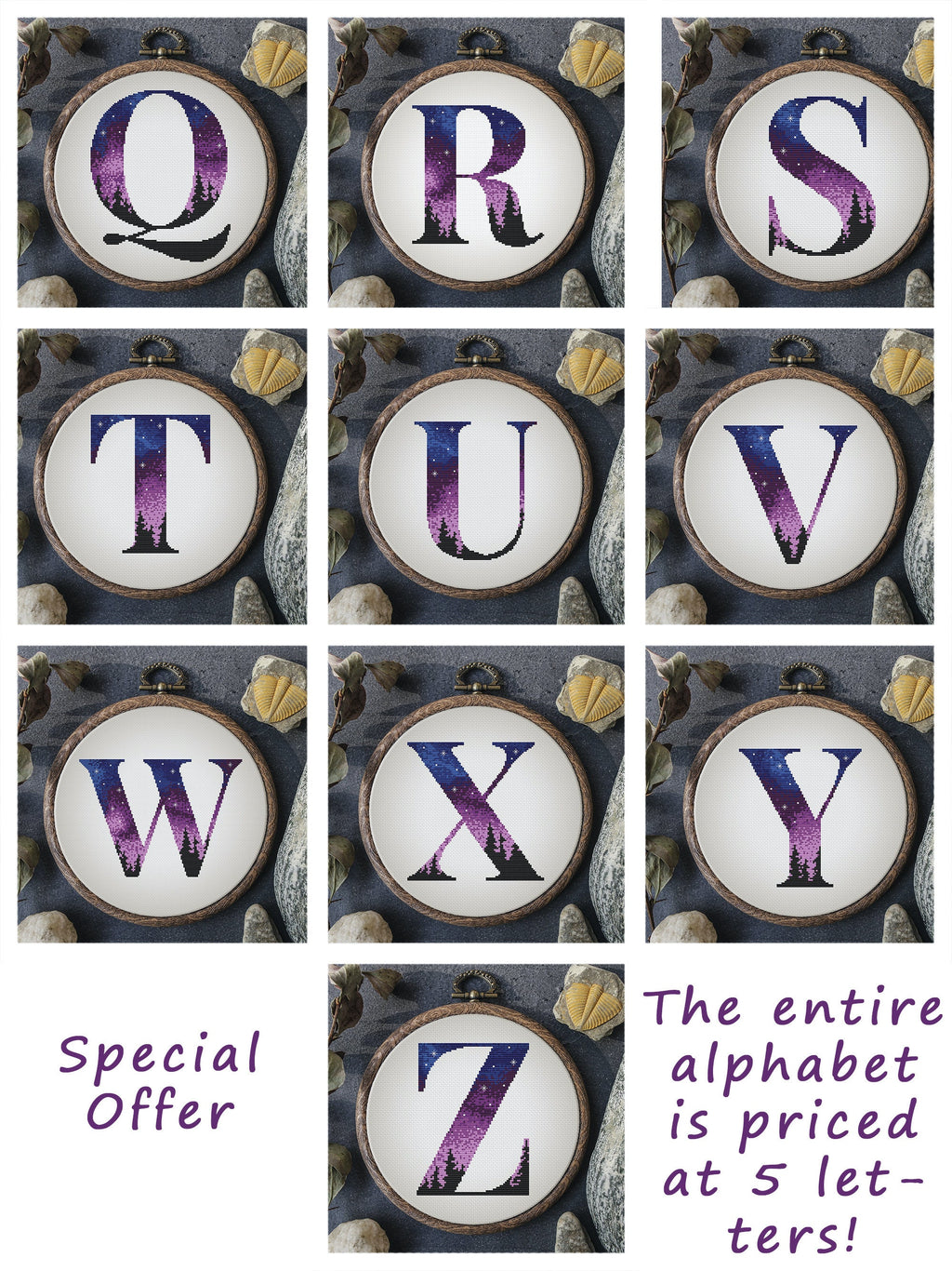 Alphabet Letter M Cross Stitch Pattern Counted Monogram M Embroidery Pattern Simple Name Easy Cross Stitch Instant Download
