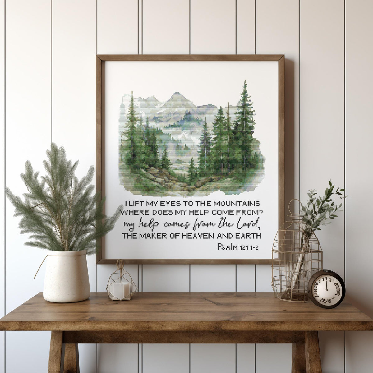Christian Cross Stitch Pattern With Psalms Forest Landscape Cross Stitch Design Religious Embroidery Pattern Counted Cross Stitch Chart