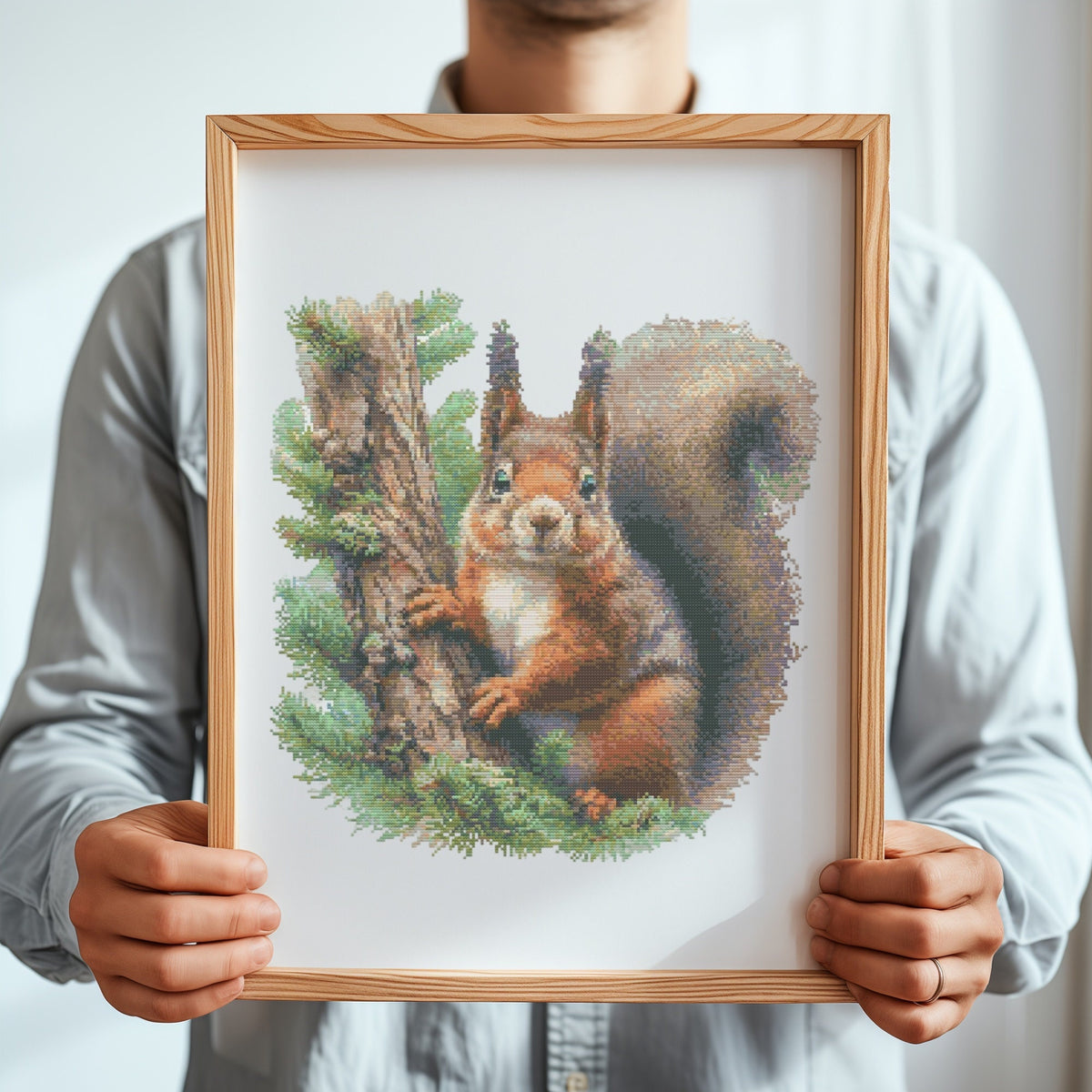 Squirrel Cross Stitch Pattern, Woodland Animal Cross Stitch Designs PDF, Forest Cross Stitch Chart, Wild Nature Embroidery Pattern, Counted
