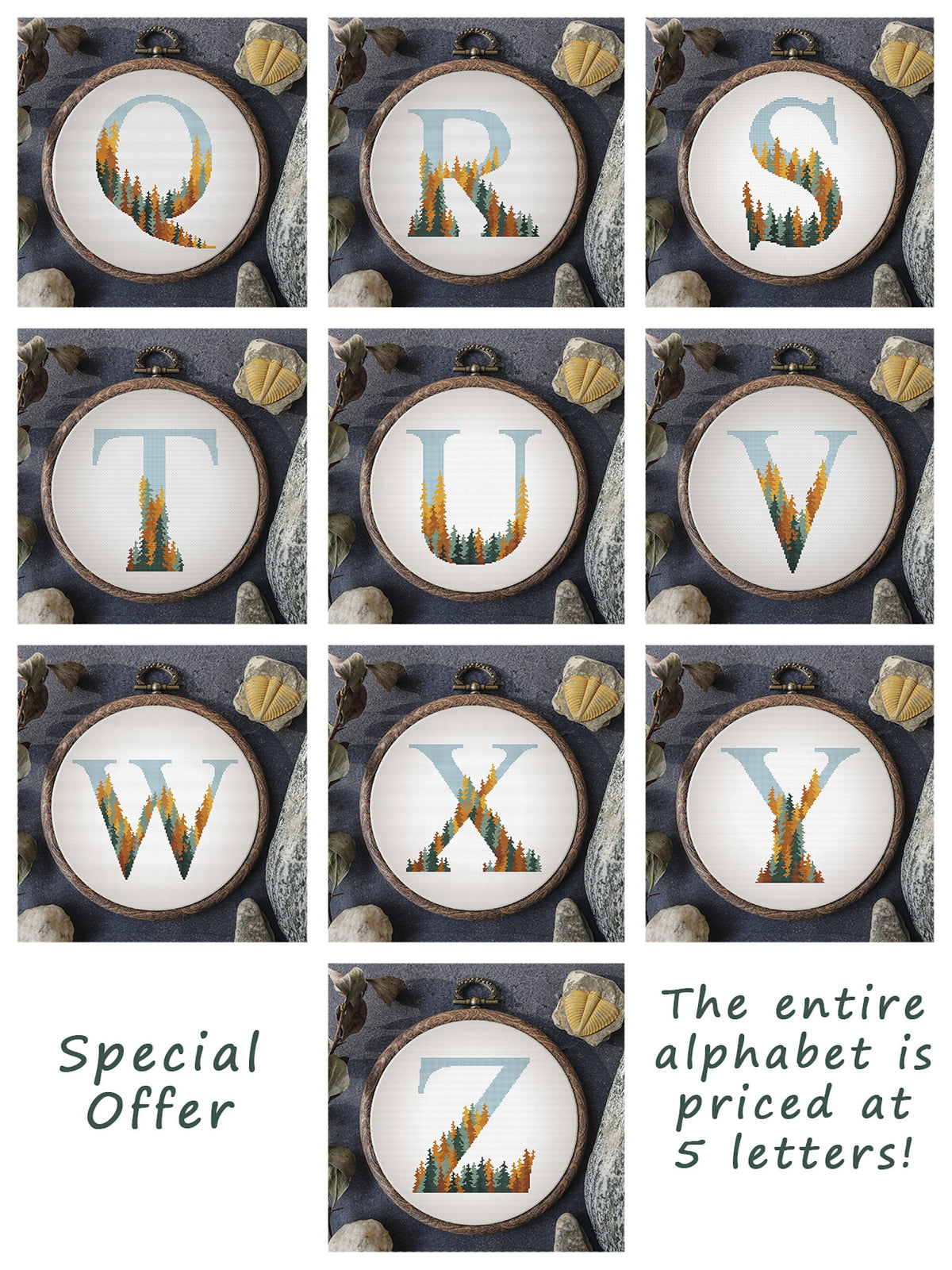 Letter Cross Stitch Pattern Modern Monogram Cross Stitch Chart Counted Initials Embroidery Pattern Easy Cross Stitch Personalized Gift