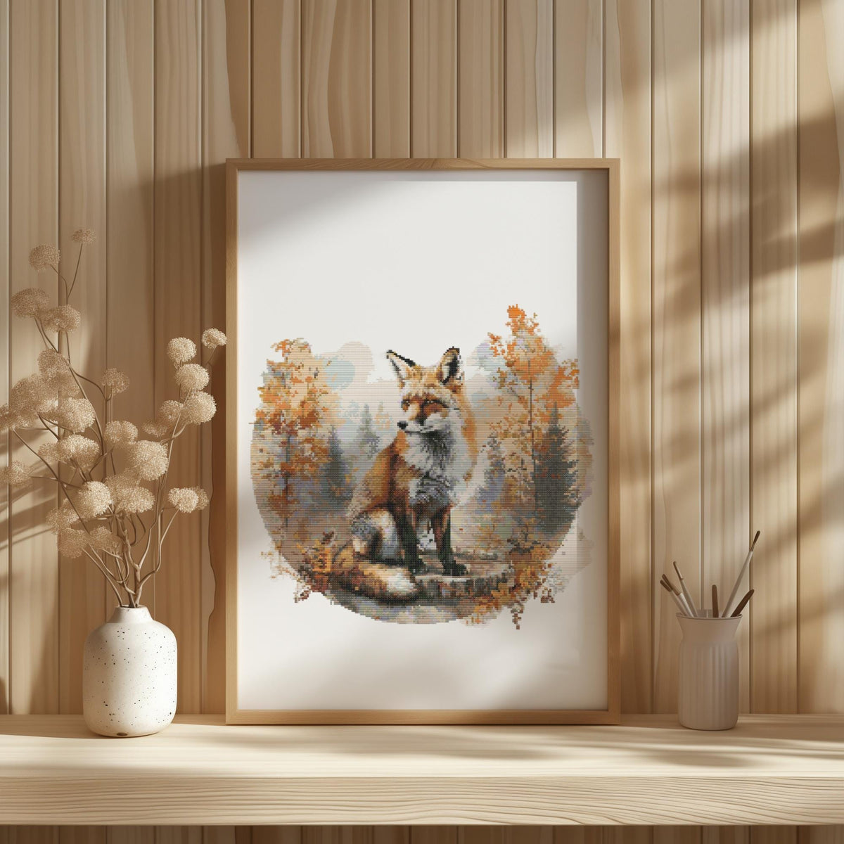 Red Fox Cross Stitch Pattern, Woodland Animal Cross Stitch Designs, Nature Cross Stitch Chart, Counted, Fall Embroidery Pattern Pdf