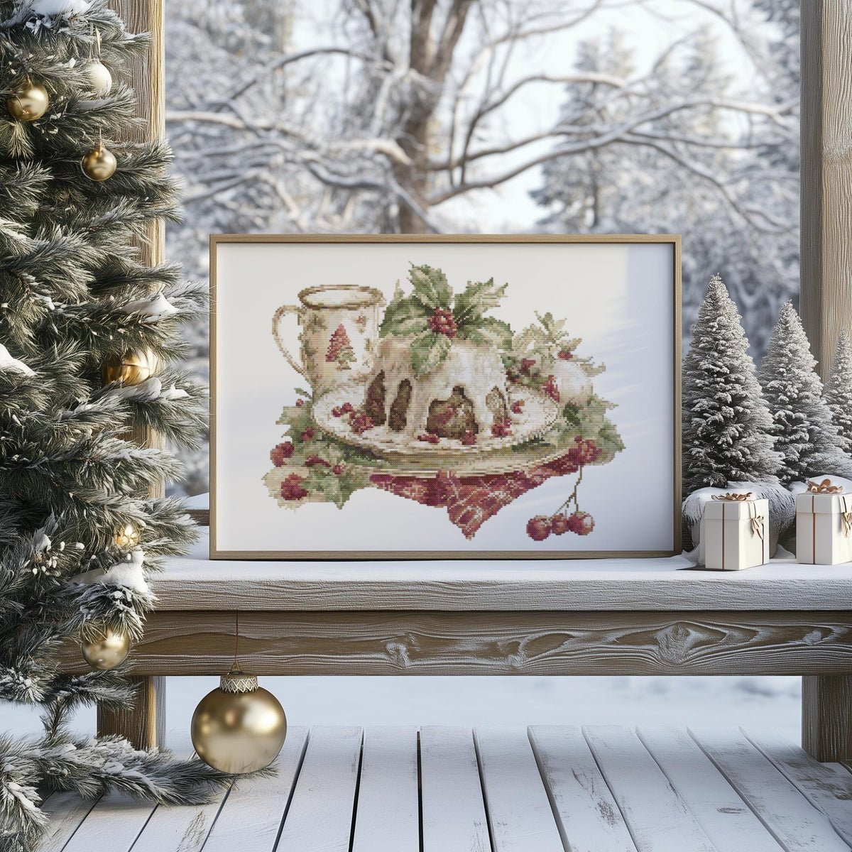 Christmas Cross Stitch Pattern PDF, Winter Embroidery Designs, Counted Cross Stitch Charts, Included Pattern Keeper File