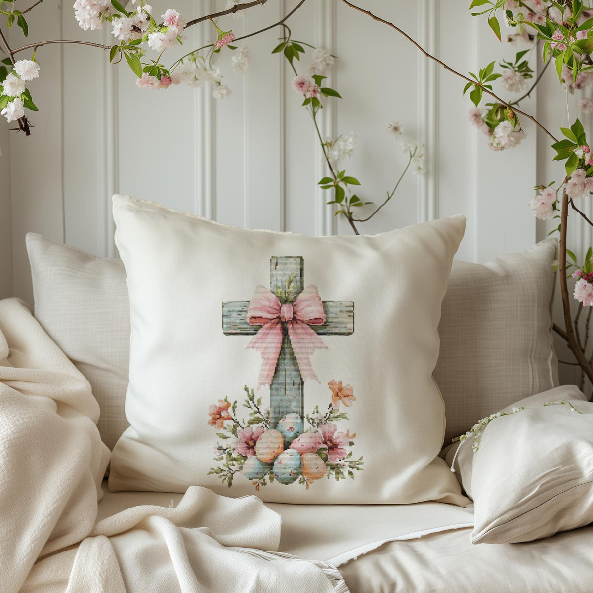 Easter Cross Stitch Pattern Modern Cross Stitch Designs Easter Embroidery Pattern Christian Cross Stitch Pattern Religious Cross Stitch PDF