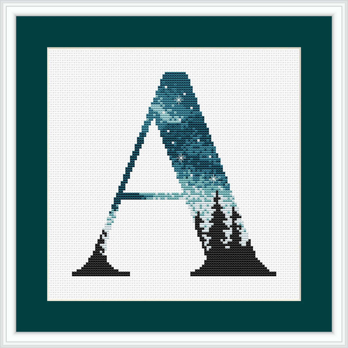 Modern Letter A Cross Stitch Pattern Counted Family Initials Embroidery Sampler Nature Monogram A Cross Stitch Chart Digital Downloads
