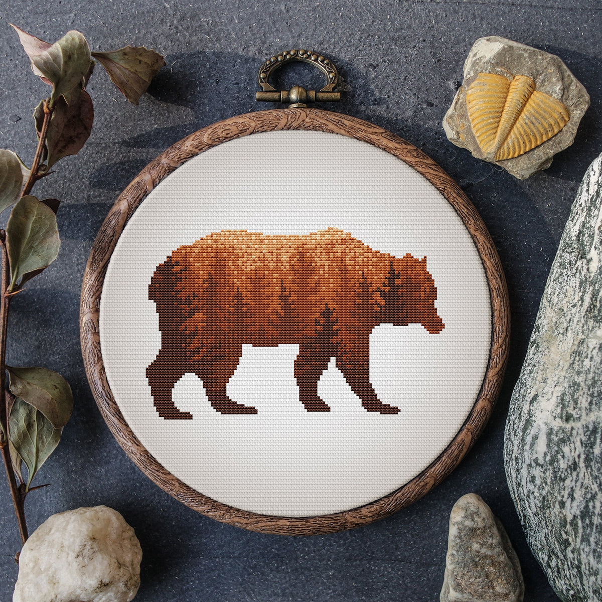 Bear Cross Stitch Pattern Counted Cross Stitch PDF Nature Embroidery Pattern Forest Cross Stitch Chart Modern Cross Stitch Instant Downloads
