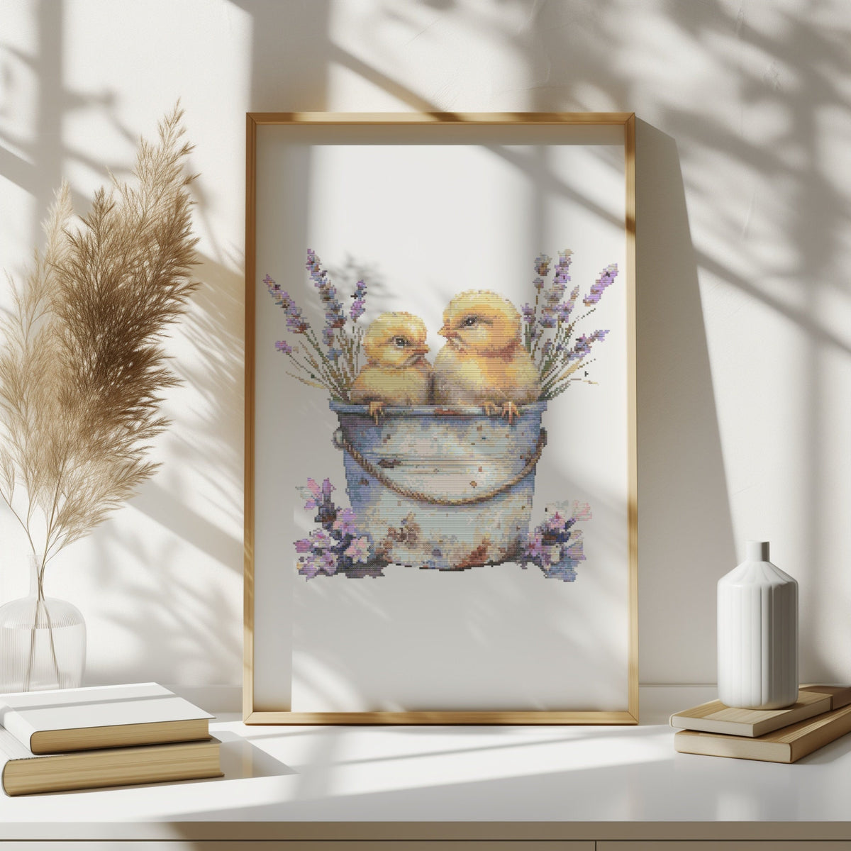 Cross Stitch Pattern With Chicks, Cottagecore Cross Stitch Designs, Modern Embroidery PDF, Floral Cross Stitch Designs, Gift For Mom