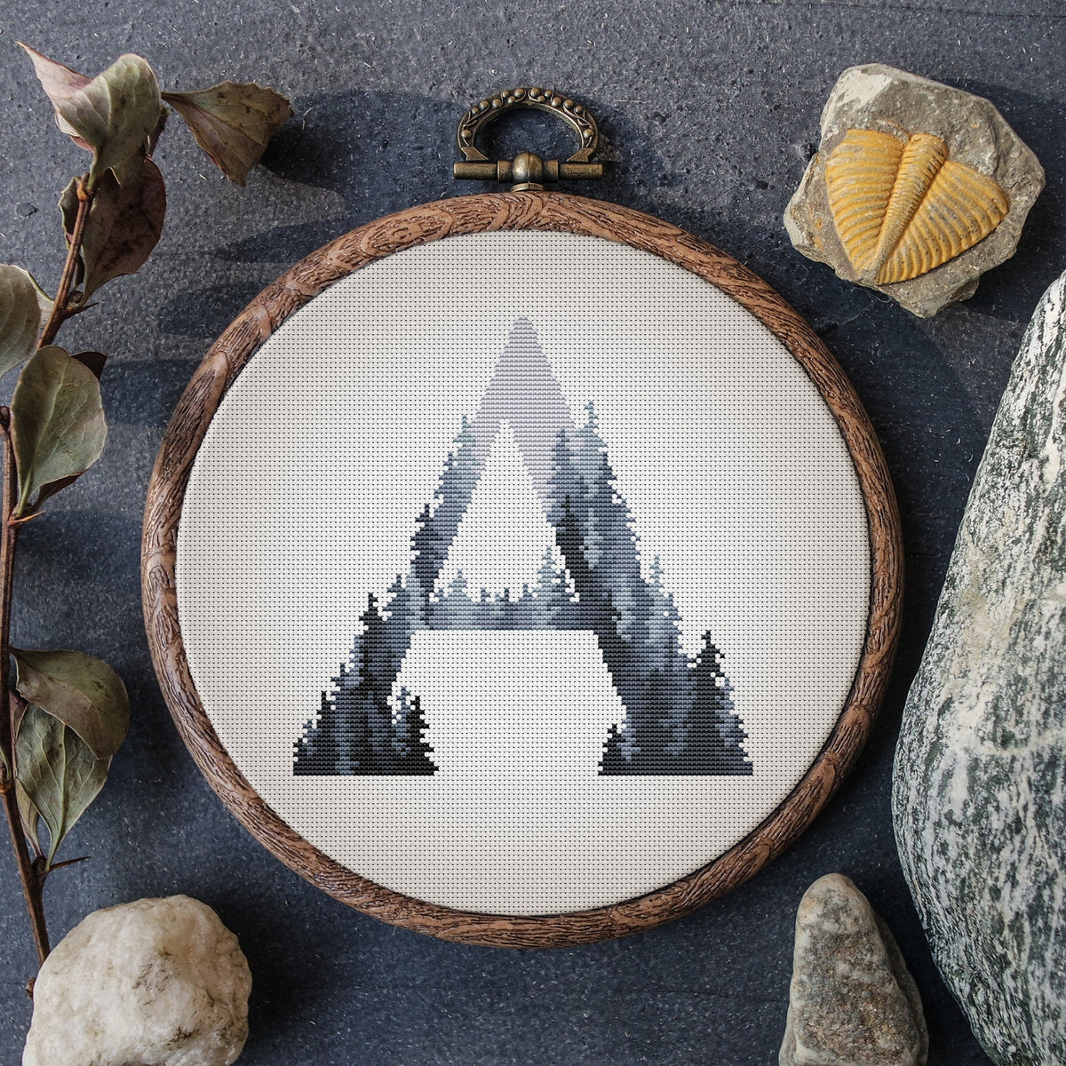 Custom Cross Stitch Pattern With Monogram A, Letter Cross Stitch Chart, Embroidery File, Counted Cross Stitch, Personalized Fathers Day Gift