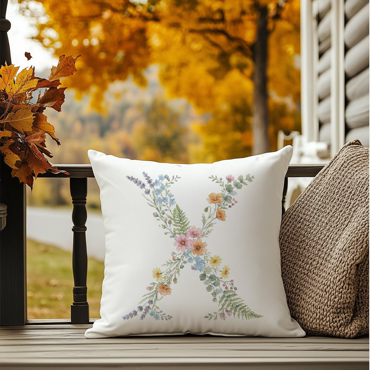 Custom Cross Stitch Pdf, Counted, Floral Letter X Cross Stitch Pattern, Monogram Cross Stitch Chart, Personalized Gifts, Pattern Keeper