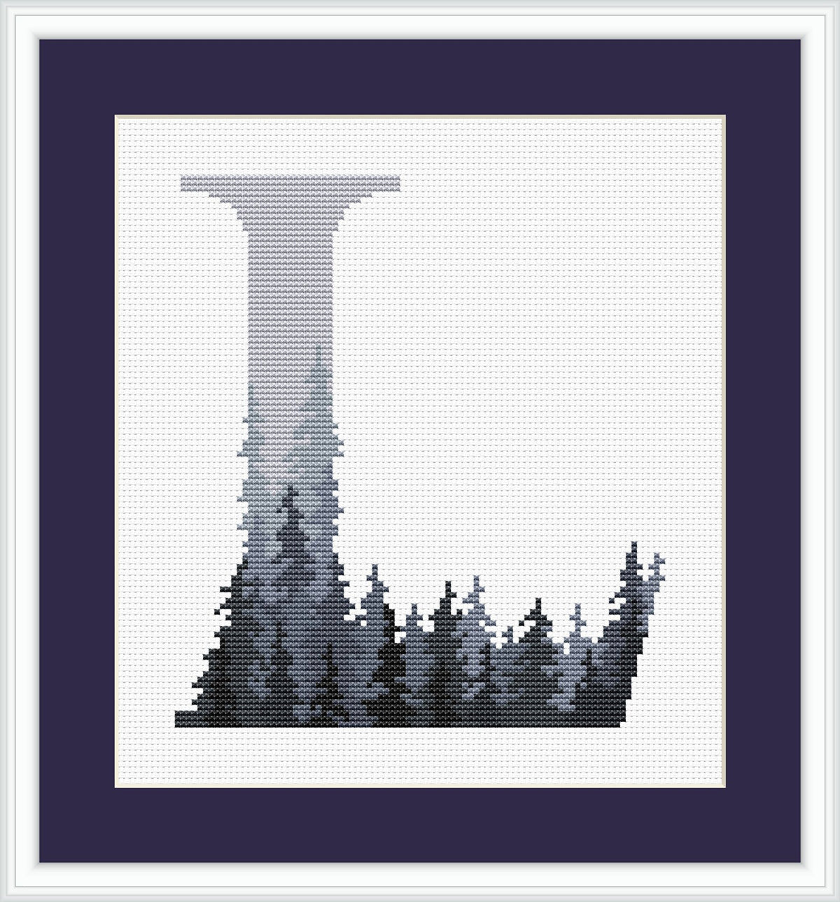Monogram Cross Stitch Pattern Forest Letter Cross Stitch Chart Count Customised Name Embroidery Pattern Easy Cross Stitch Personalized Gift