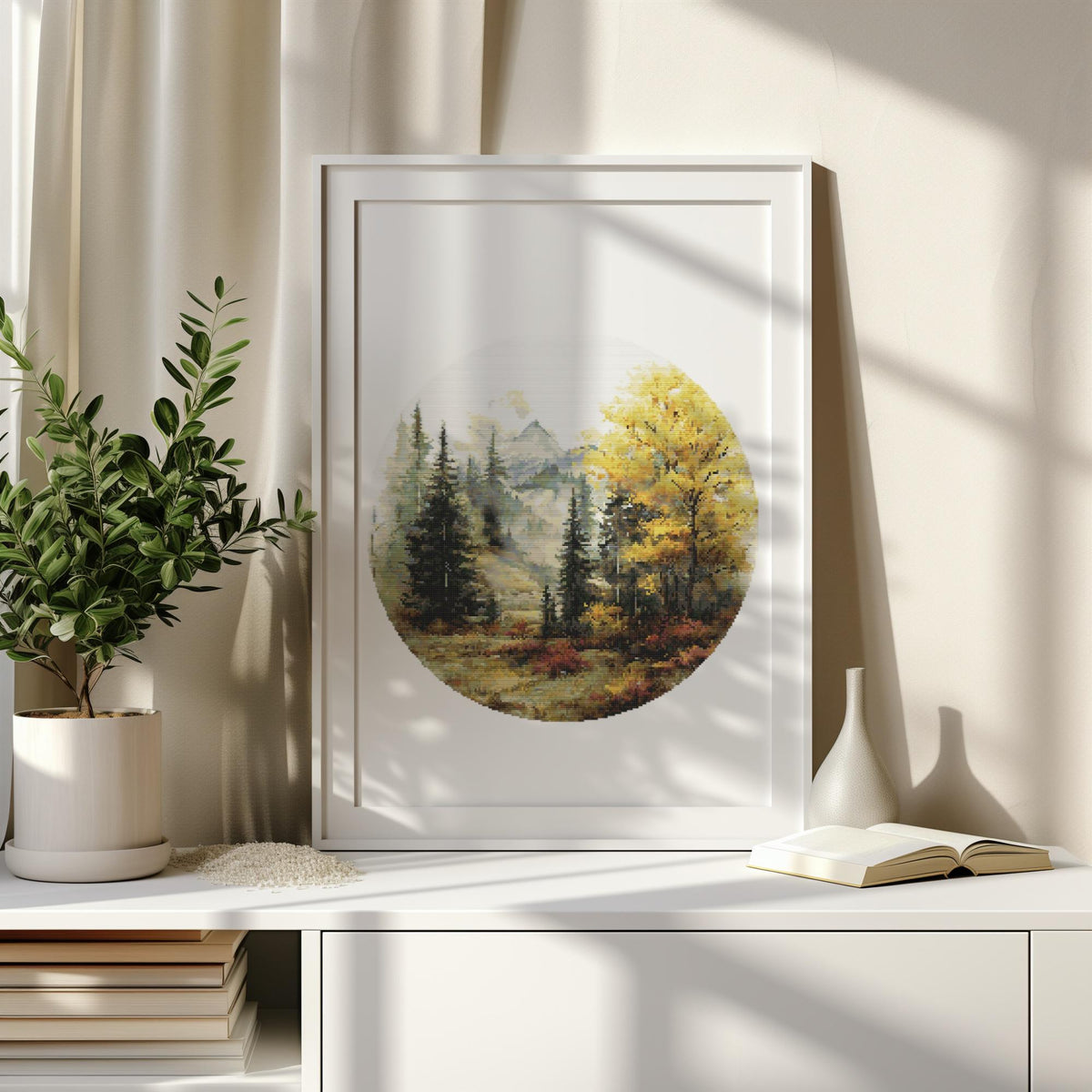 Nature Cross Stitch Pattern Pdf With Fall Trees, Counted, Forest Embroidery Designs, Compatible With Pattern Keeper, Nature Inspired Gifts