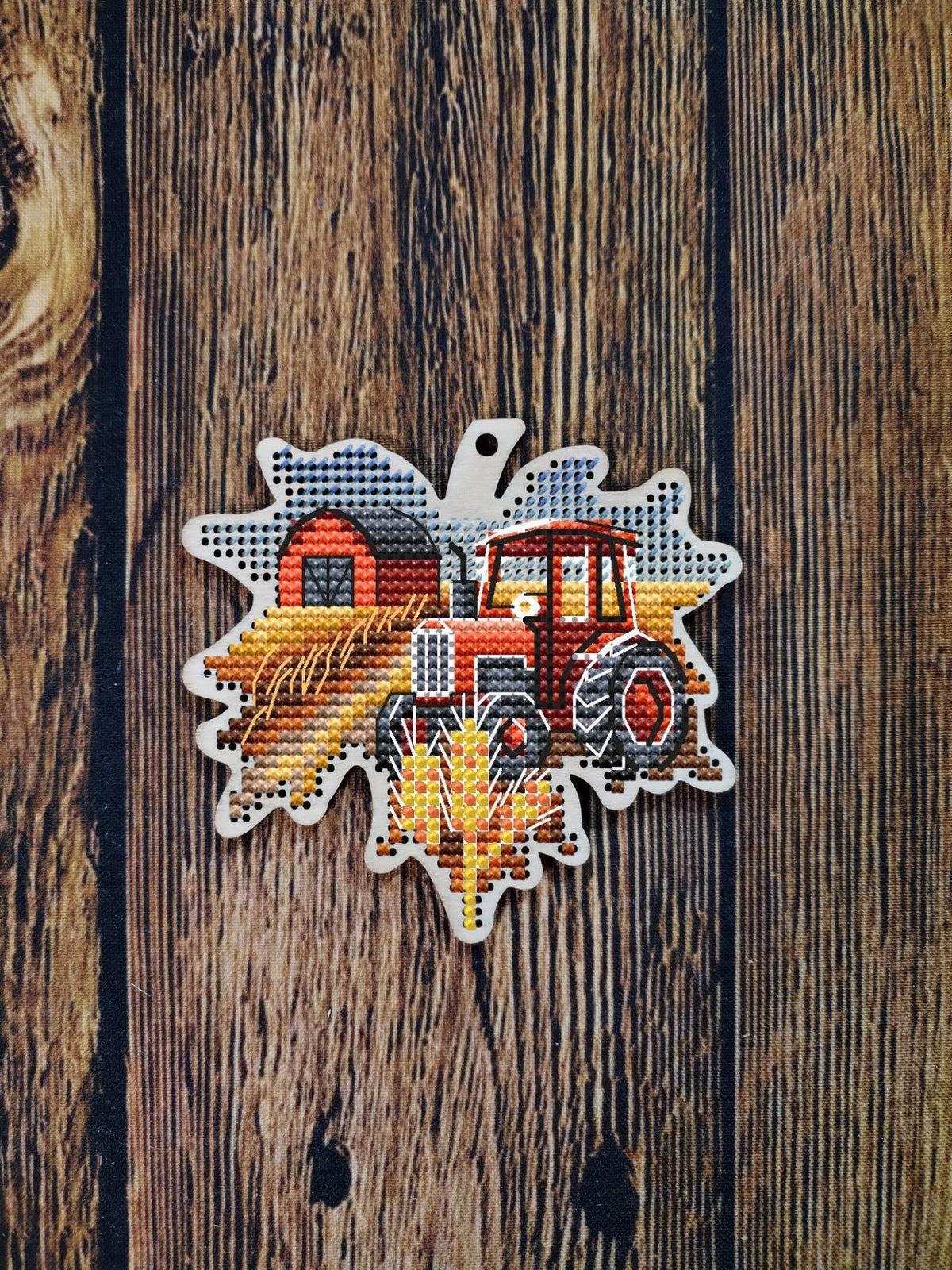 Fall Cross Stitch Pattern, Small Embroidery Pattern, Counted, Cottagecore Cross Stitch Pattern With Farm Tractor, Autumn Cross Stitch Pdf