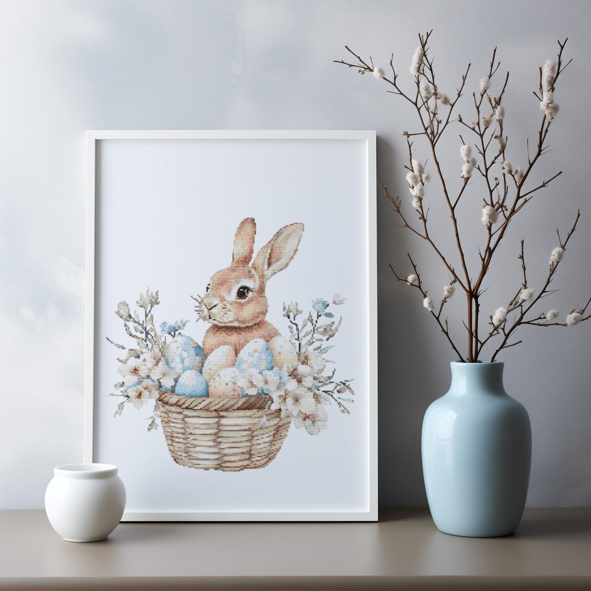 Cross Stitch Pattern With Easter Bunny, Counted Cross Stitch Designs, Easter Embroidery Pattern, Cross Stitch Scheme, Happy Easter Gifts
