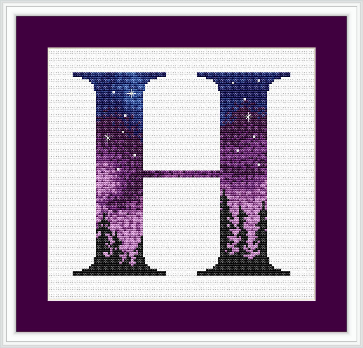 Custom Cross Stitch Pattern With Monogram H, Name Embroidery Pattern Sampler, Letter Cross Stitch Designs, Personlized Gifts For Grandma