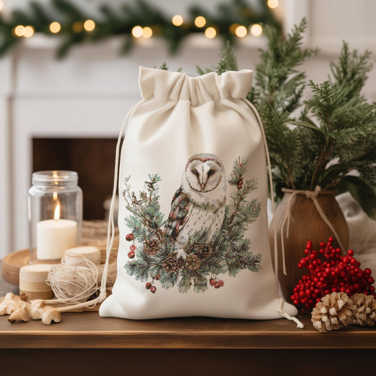 Cross Stitch Pattern With White Owl, Winter Embroidery Designs, Counted Cross Stitch Diagram, Compatible With Pattern Keeper