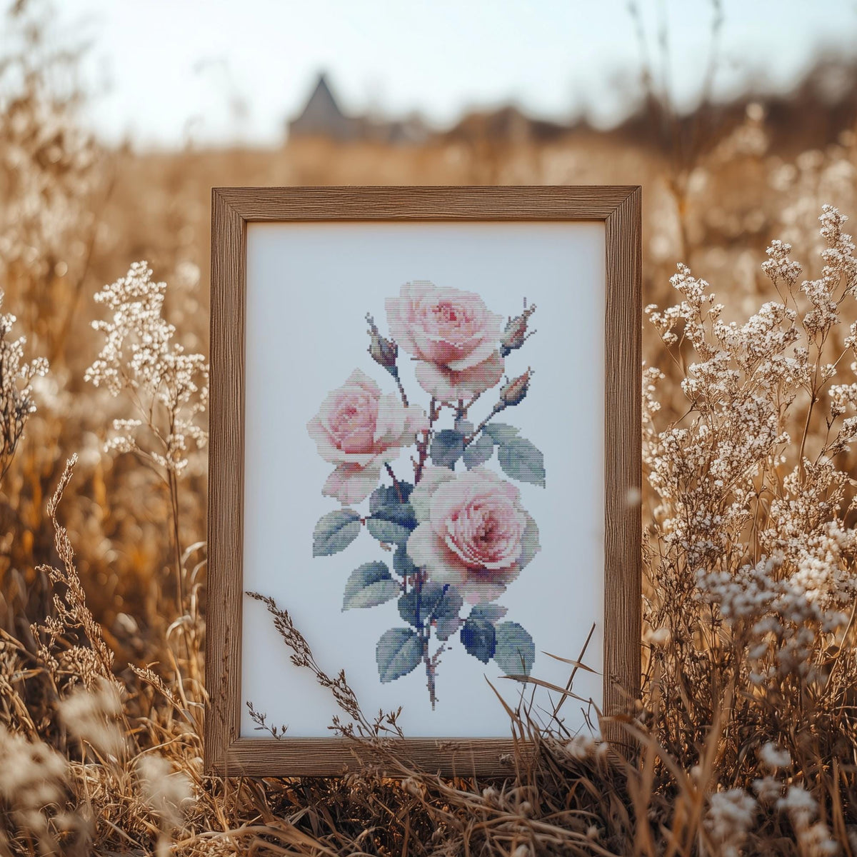 Cross Stitch Pattern With Pink Roses Counted Cross Stitch Art Designs Birth Flower Embroidery Pattern June Birth Flower Cross Stitch Scheme