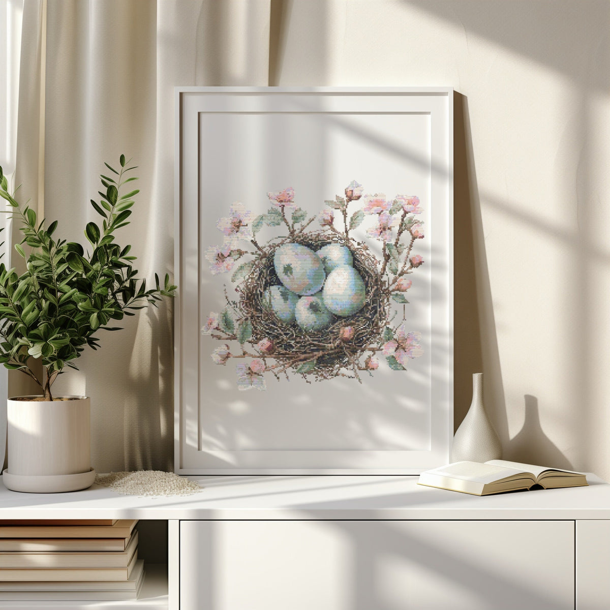 Cross Stitch Pattern With Easter Eggs, Modern Cross Stitch Designs, Easter Embroidery, Spring Cross Stitch Pattern, Floral Cross Stitch PDF