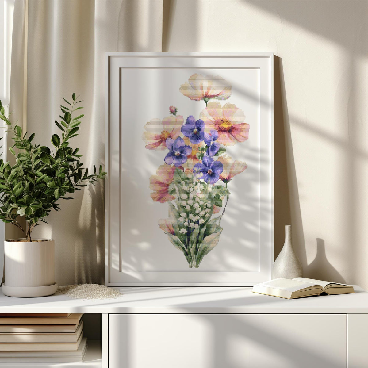Cross Stitch Pattern Pdf With Birth Flower Bouquet, Counted Cross Stitch Designs, Embroidery PDF, Flower Cross Stitch Art, Personalized Gift