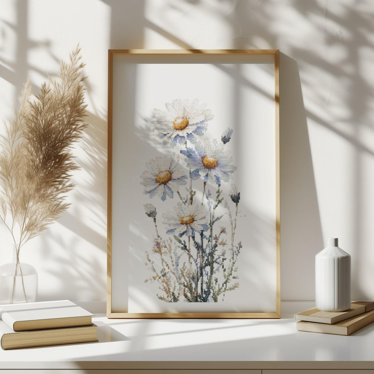 Cross Stitch Pattern With Daisy Counted Cross Stitch Designs Birth Flower Embroidery Pattern Pdf April Birth Flower Cross Stitch Art