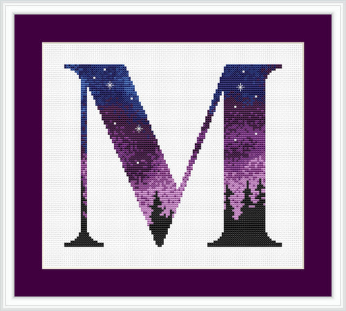 Alphabet Letter M Cross Stitch Pattern Counted Monogram M Embroidery Pattern Simple Name Easy Cross Stitch Instant Download