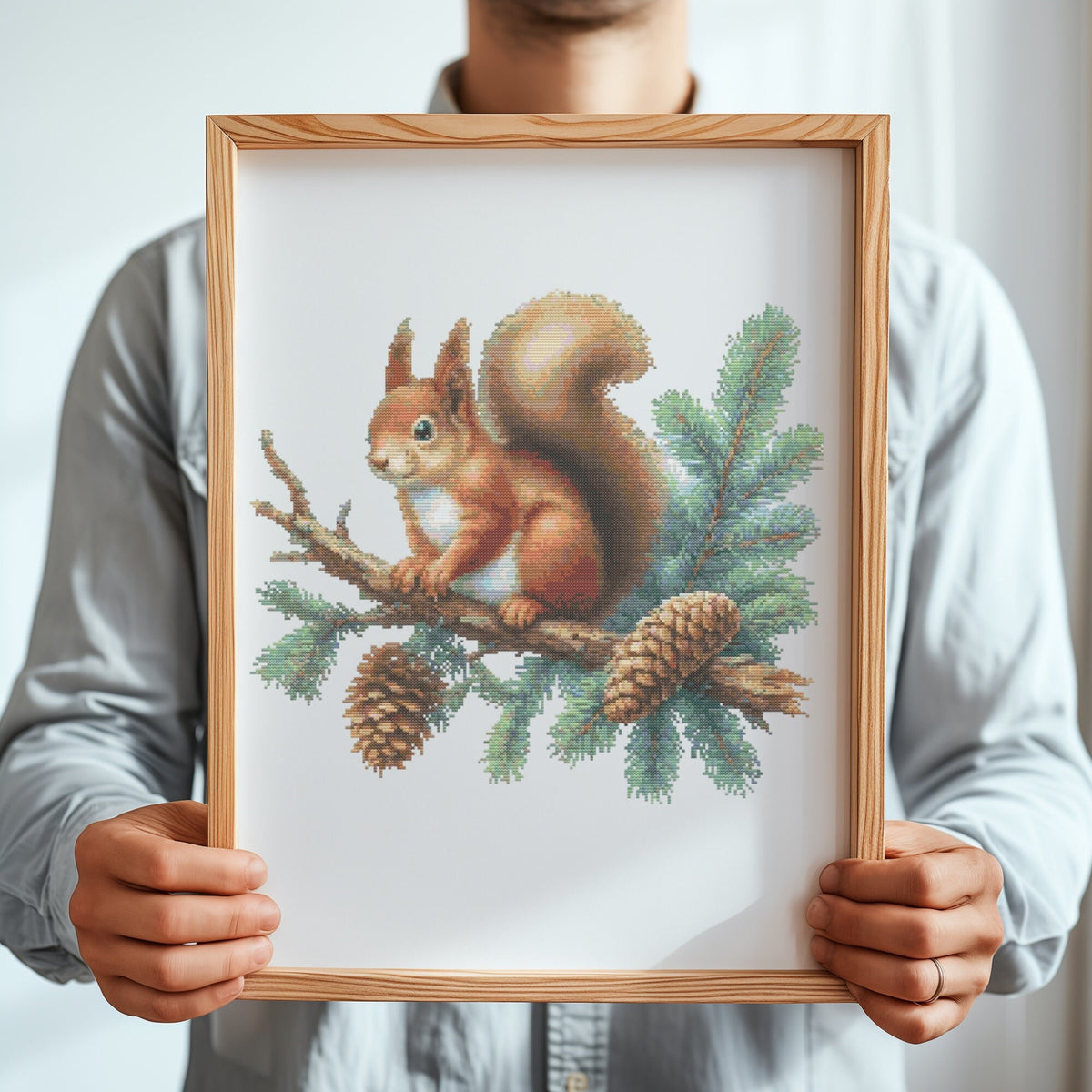 Squirrel Cross Stitch Pattern, Animal Cross Stitch Designs, Forest Cross Stitch Chart, Nature Embroidery Pattern, Counted Cross Stitch Art
