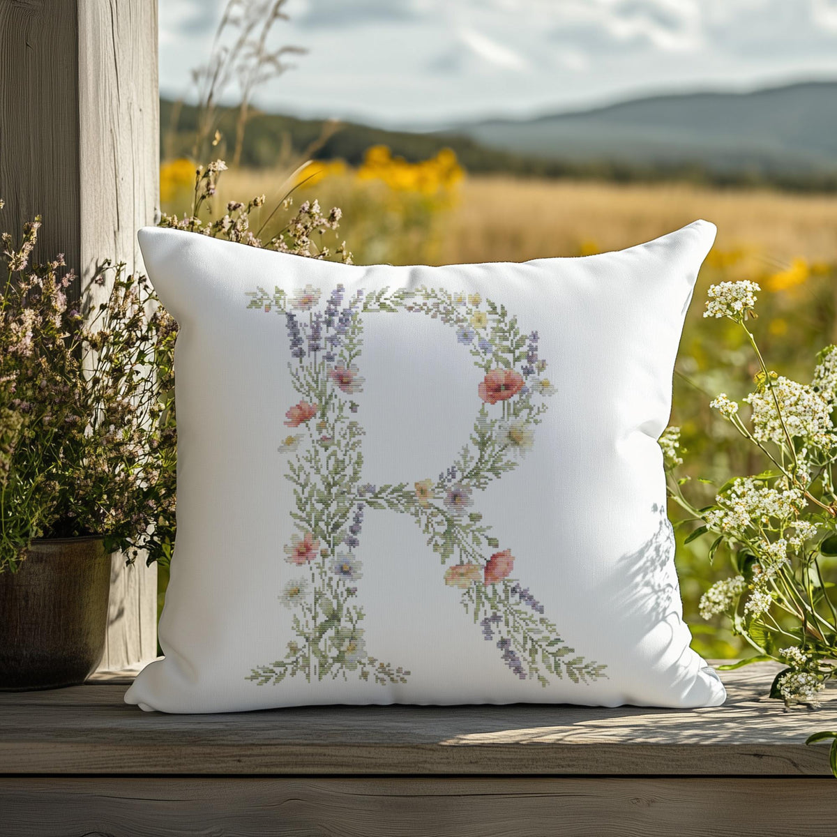 Custom Cross Stitch Pdf, Counted, Floral Letter R Cross Stitch Pattern, Monogram Cross Stitch Chart, Personalized Gifts, Pattern Keeper