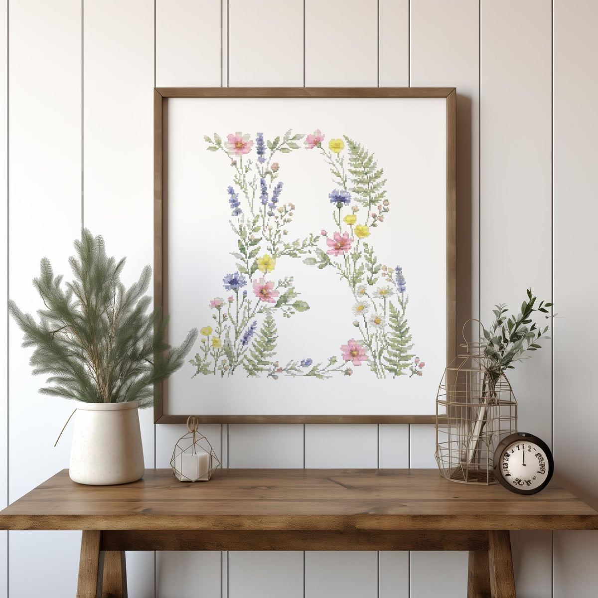 Custom Name Cross Stitch Pdf, Floral Letter Cross Stitch Pattern, Counted Monogram Cross Stitch Chart, Pattern Keeper, Personalized Gifts