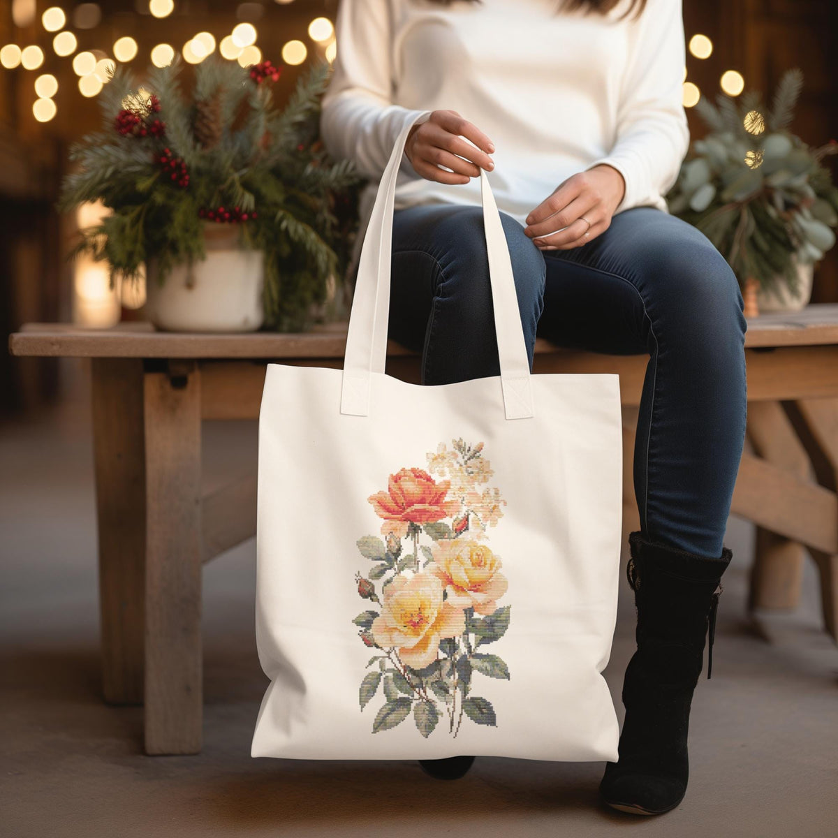 Cross Stitch Pattern With Roses, Honeysuckle, Counted, June Birth Flower Cross Stitch Samplers, June Birth Flower, Personalized Gifts