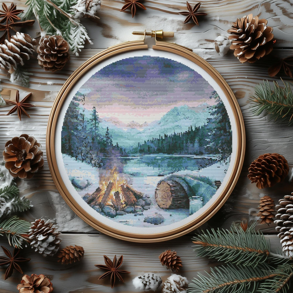Nature Cross Stitch Pattern PDF, Landscape Cross Stitch Diagram, Embroidery Designs, Counted, Compatibler With Pattern Keeper