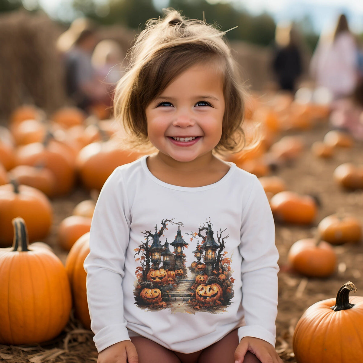 Halloween Cross Stitch Pattern With Spooky Pumpkins, Fall Embroidery Pattern, Modern Cross Stitch Designs, Nursery Cross Stitch Pdf, Counted
