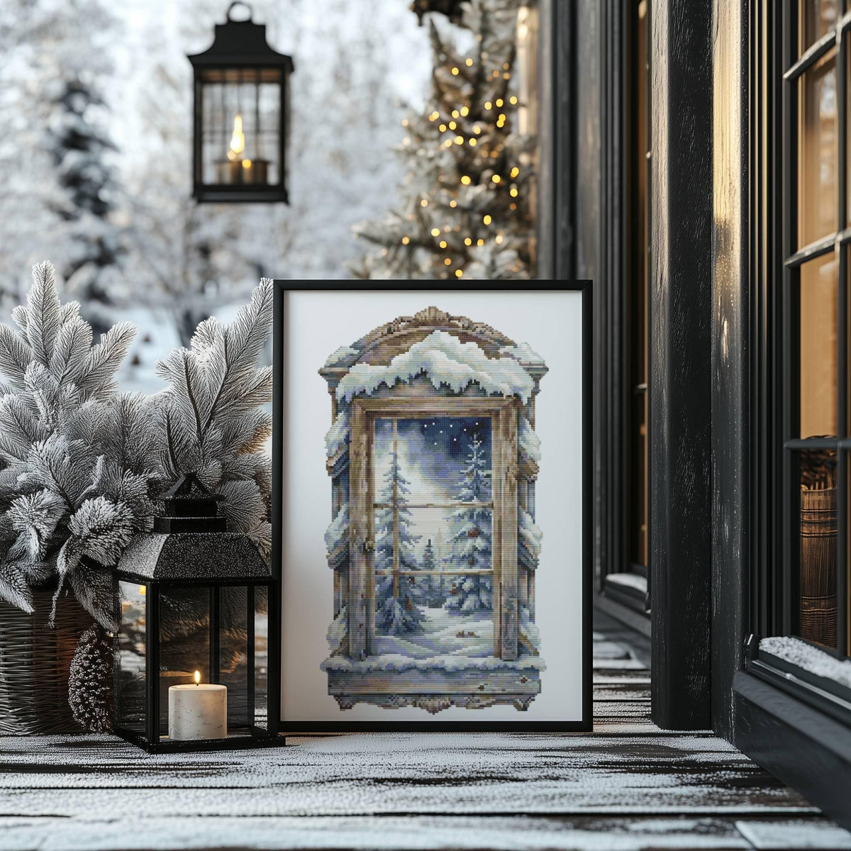Christmas Cross Stitch Pattern PDF, Winter Forest Embroidery Design, Counted Cross Stitch Chart, Pattern Keeper File
