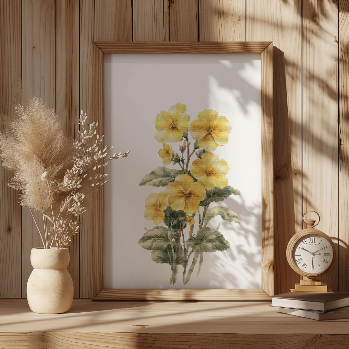 Cross Stitch Pattern With Primrose, Counted Cross Stitch Designs, Floral Embroidery Pattern PDF, February Birth Flower Cross Stitch Art