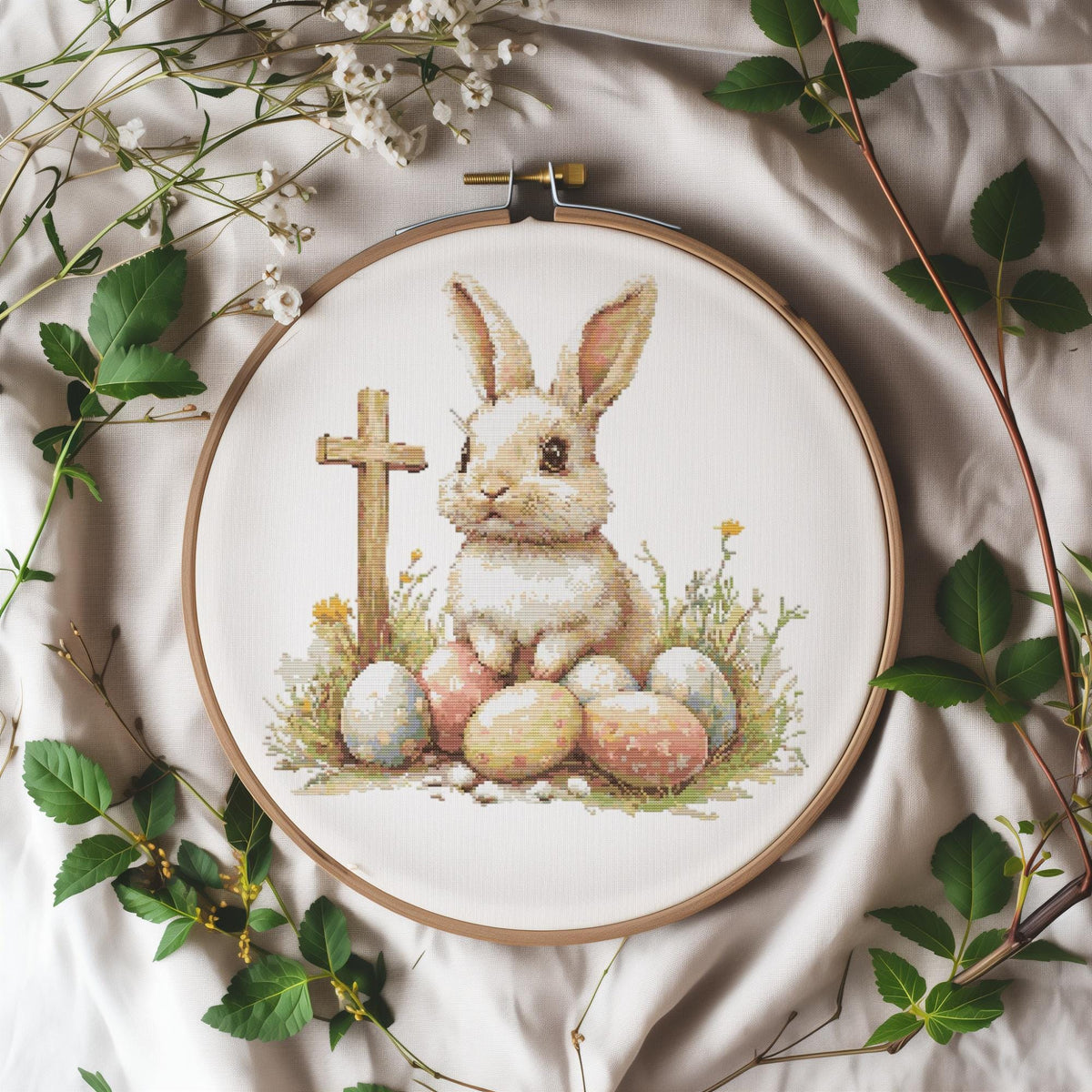 Cross Stitch Pattern With Easter Bunny Modern Cross Stitch Designs Easter Embroidery Pattern Spring Cross Stitch Pattern Floral Pattern
