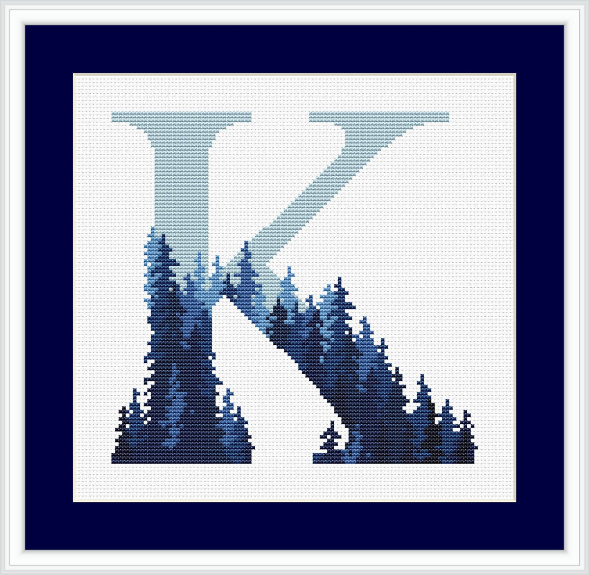 Monogram Cross Stitch Pattern Pdf, Counted Custom Name Embroidery Pattern, Blue Letter Cross Stitch Chart, Simple Cross Stitch Sampler