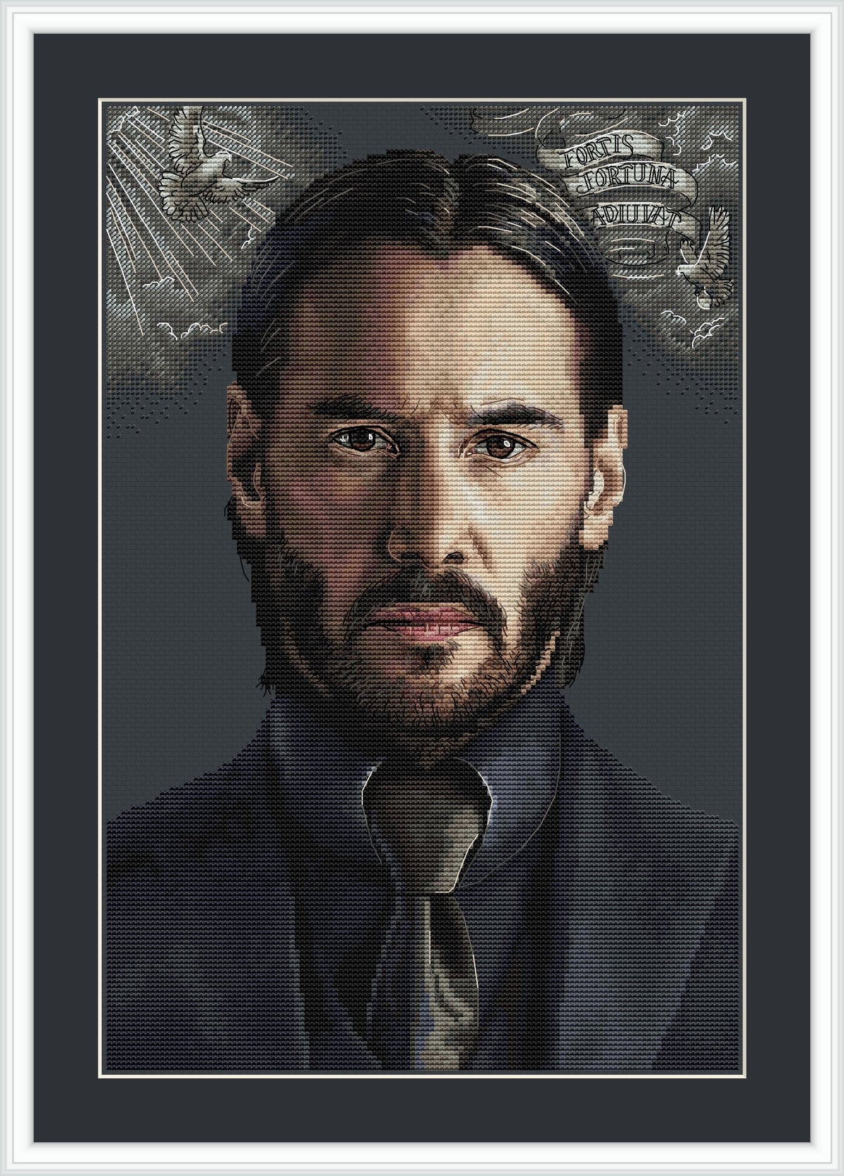 Movie Cross Stitch Pattern With Keanu Reeves, Modern Embroidery Pattern John Wick, Counted Cross Stitch Designs For Advanced Stitchers