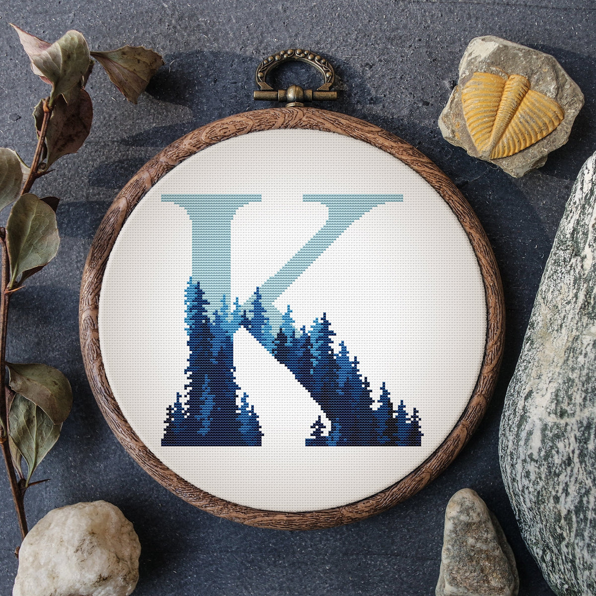 Monogram Cross Stitch Pattern Pdf, Counted Custom Name Embroidery Pattern, Blue Letter Cross Stitch Chart, Simple Cross Stitch Sampler