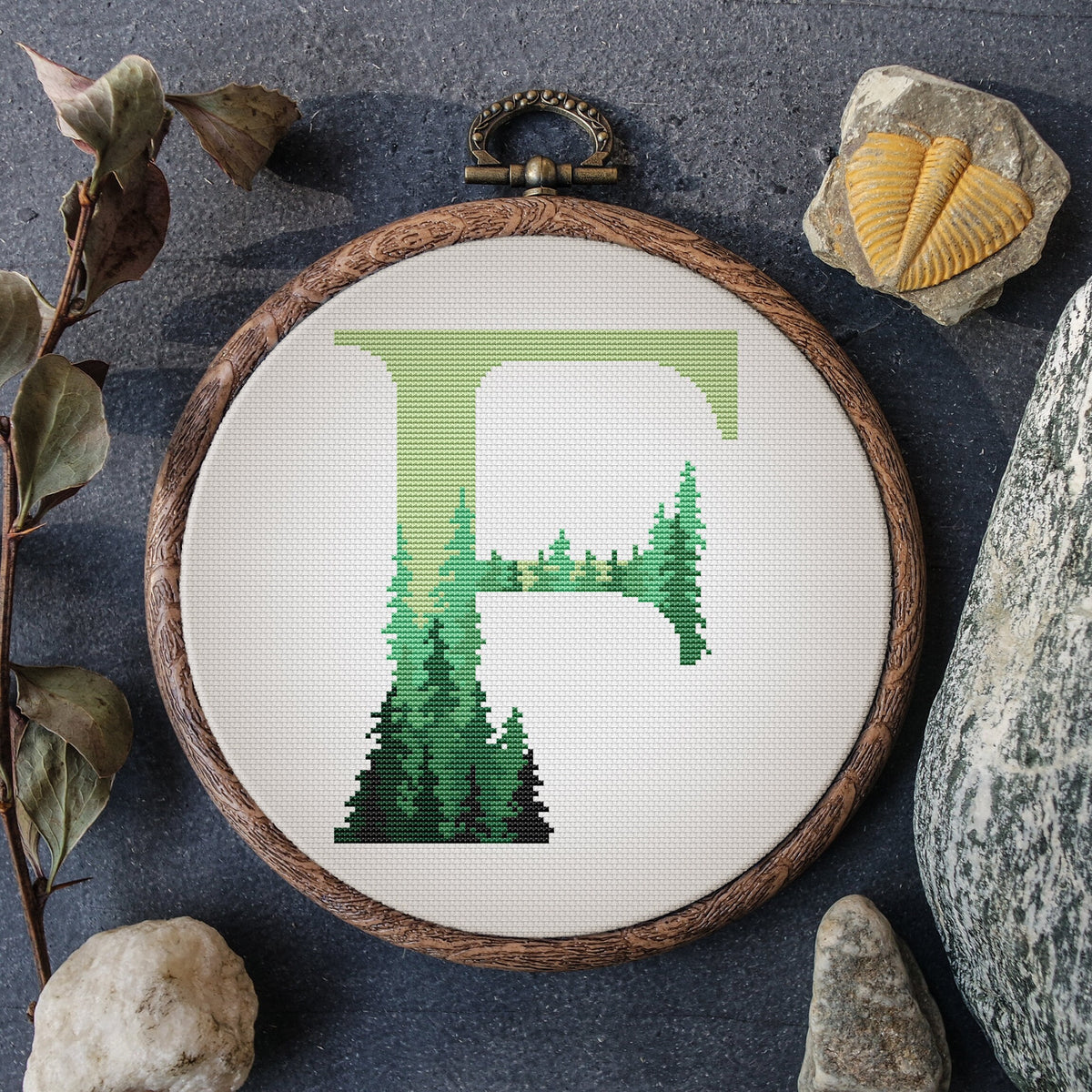 Counted Cross Stitch Pattern With Monogram F, Custom Name Cross Stitch PDF, Letter Cross Stitch Designs, Mother's Day Personalised Gifts