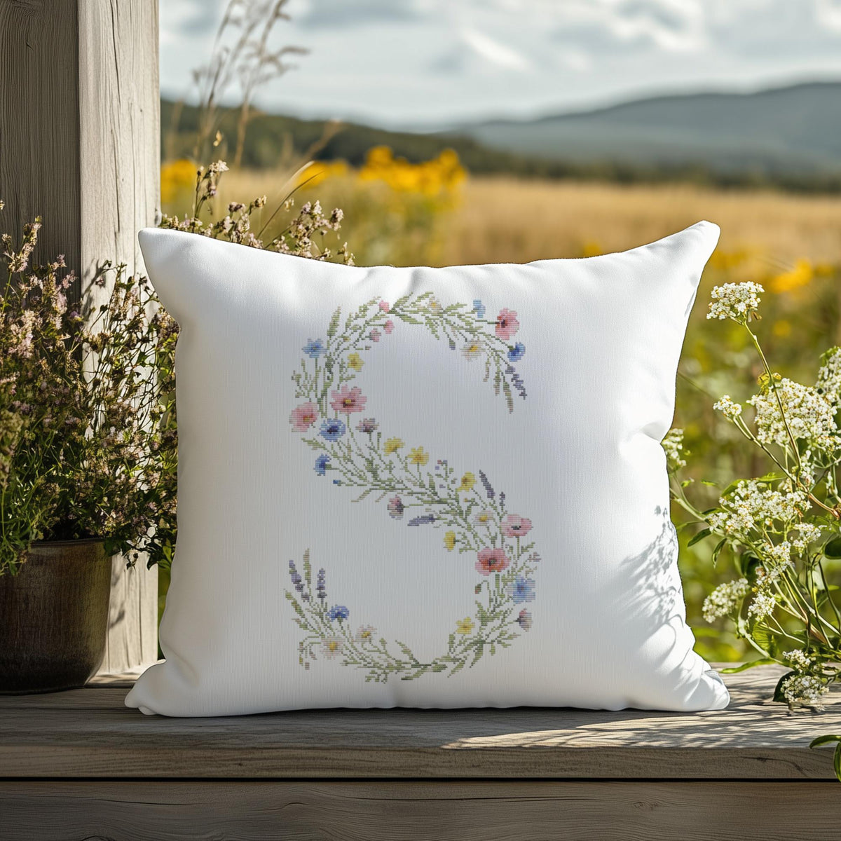 Custom Cross Stitch Pdf, Counted, Floral Letter S Cross Stitch Pattern, Monogram Cross Stitch Chart, Personalized Gifts, Pattern Keeper