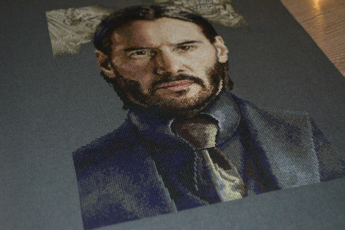 Movie Cross Stitch Pattern With Keanu Reeves, Modern Embroidery Pattern John Wick, Counted Cross Stitch Designs For Advanced Stitchers