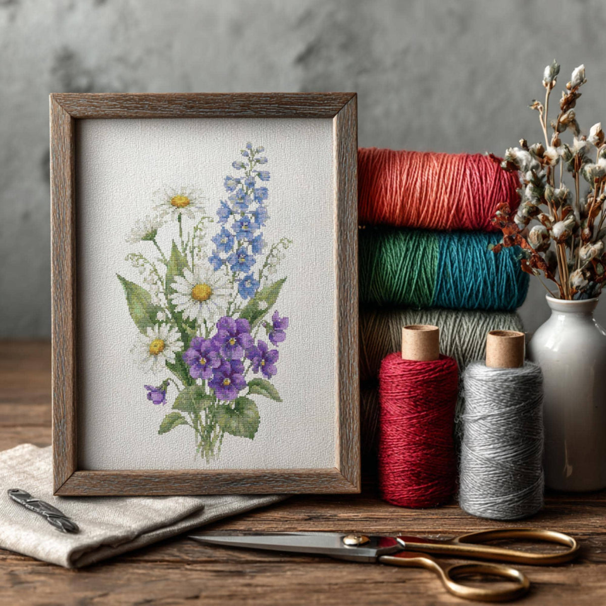 Cross Stitch Pattern With Floral Bouquet, Mother's Day Cross Stitch Pdf, Counted Embroidery File, Flower Cross Stitch Chart, Do It Yourself