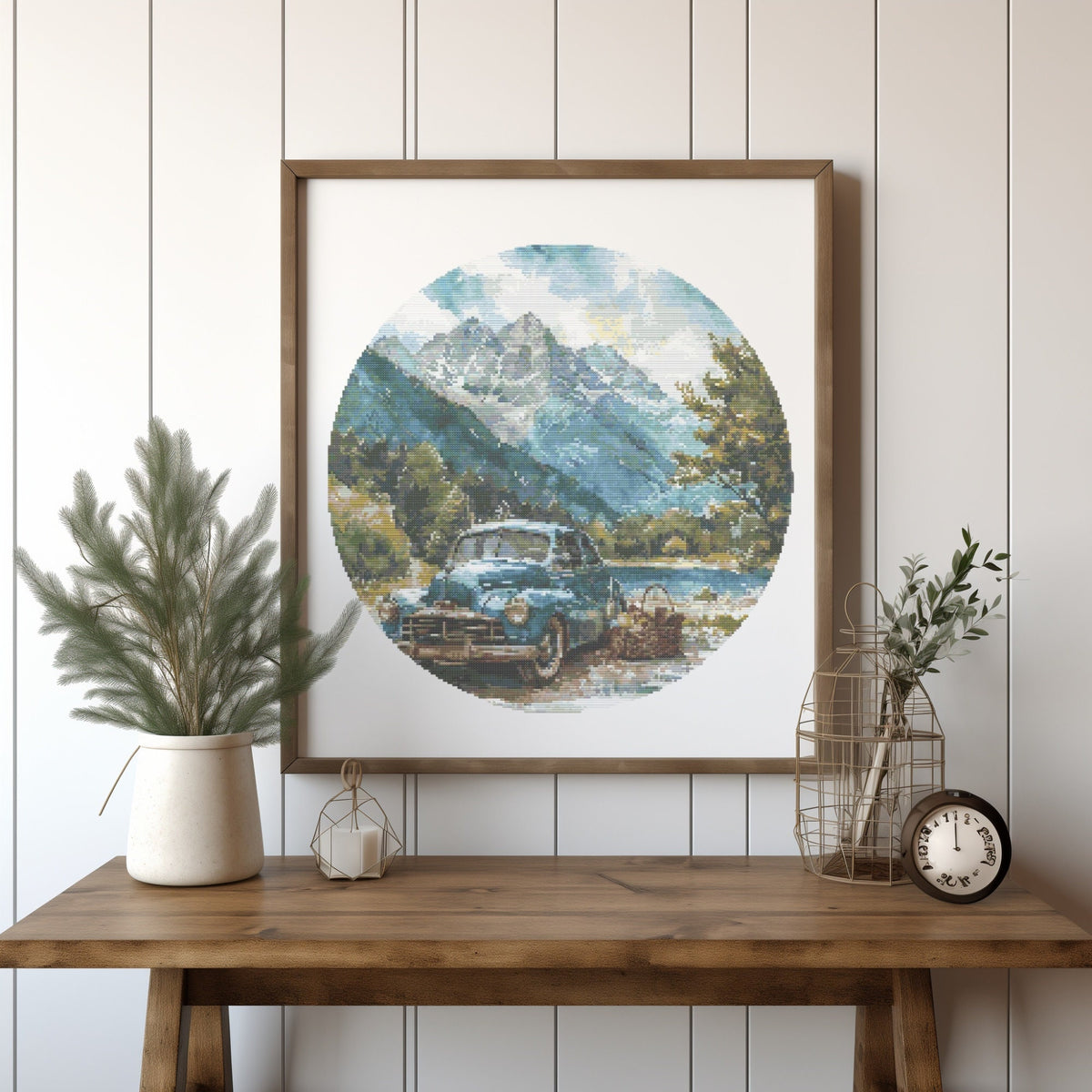 Cross Stitch Pattern Pdf With Retro Car, Cross Stitch Design For Men, Counted Cross Stitch Chart, Embroidery Pattern, Father's Day Gifts