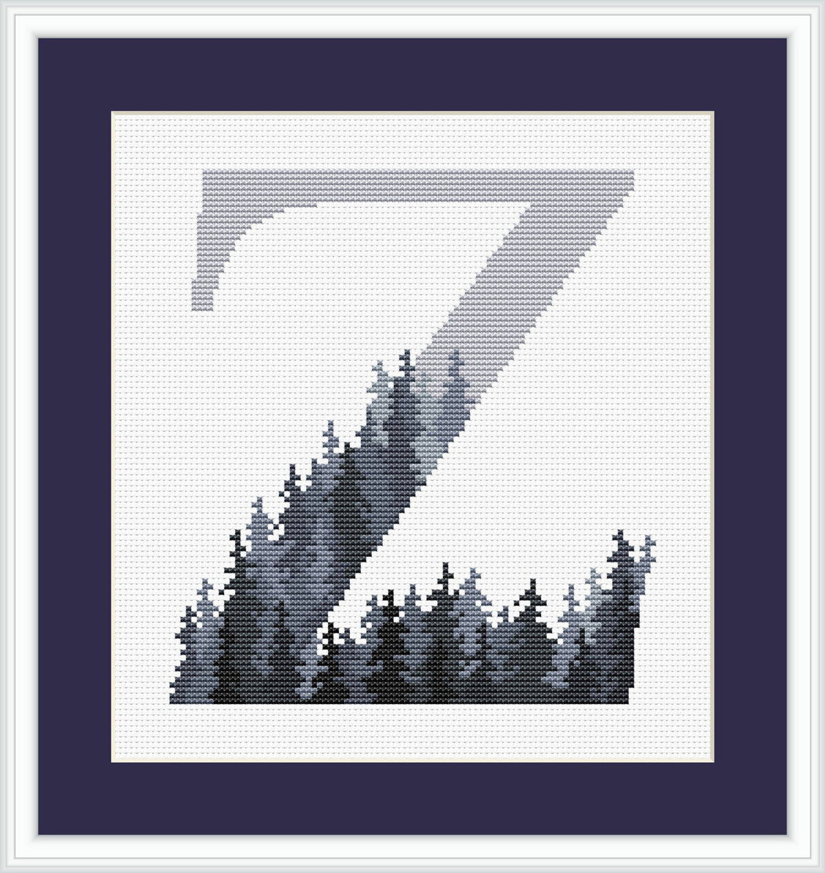 Letter Cross Stitch Pattern, Counted, Custom Monogram Cross Stitch Chart With Trees, Family Initials Embroidery Pattern, Diy Gifts