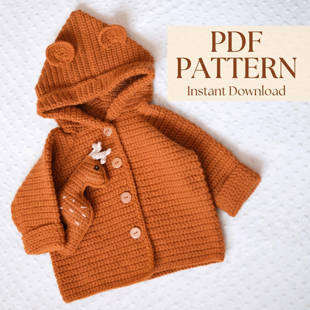 Cardigan Crochet Sweater Pattern With Bear Ears | Hooded Baby Cardigan | Cozy Toddler Jacket PDF