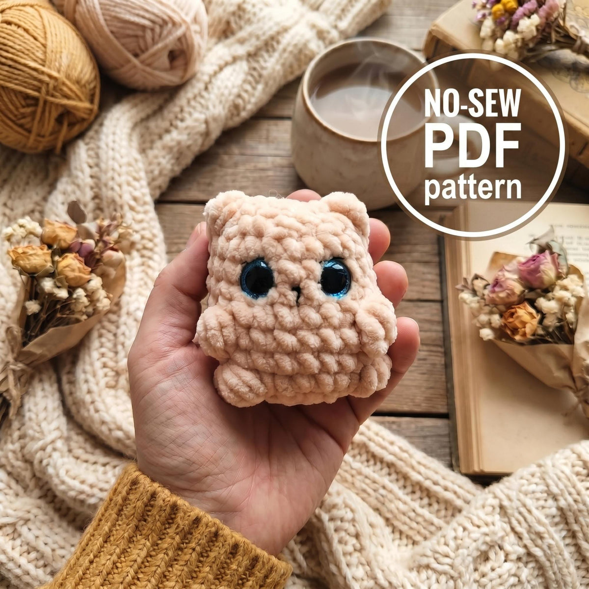 Bear Crochet Pattern, No-Sew Cute Crochet Pattern With Loaf Bear, Plush Pocket Bear Crochet PDF, Kawaii Mini Bear, Beginner Crochet Pattern