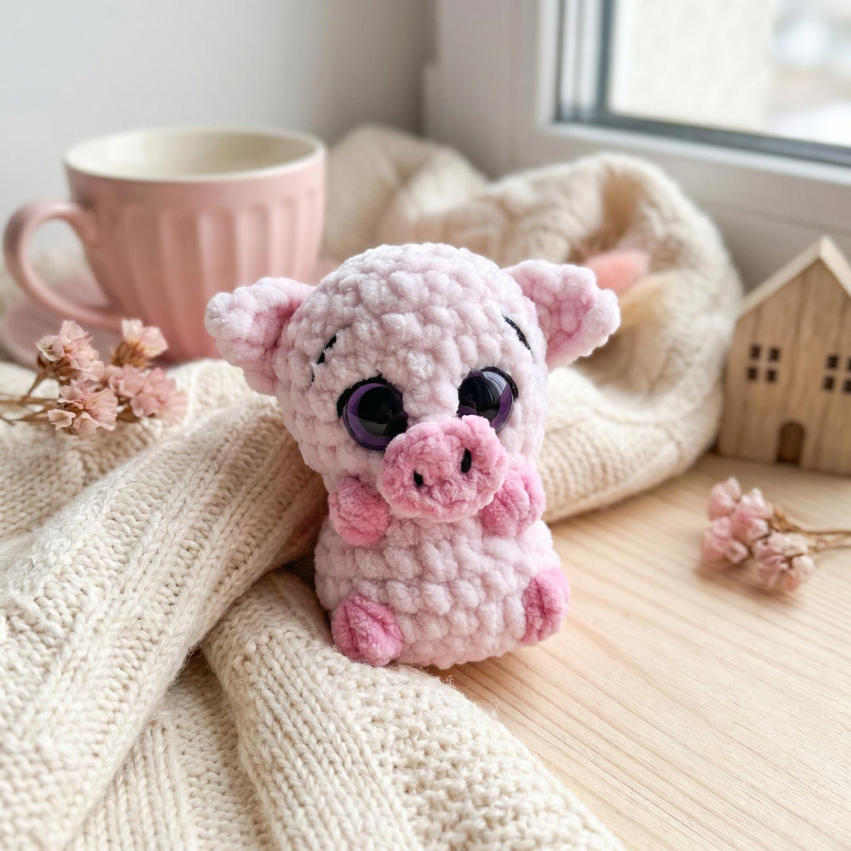Pig Crochet Pattern, Piglet Amigurumi Pattern, No-Sew Plush Animal Amigurumi, Cute Kawaii Piggy Crochet Tutorial, Easy Crochet Pattern PDF