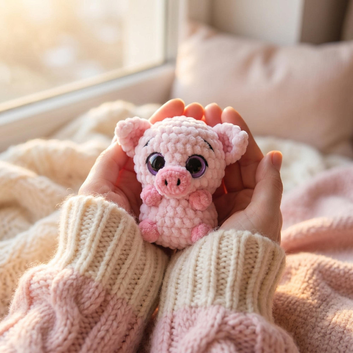 Pig Crochet Pattern, Piglet Amigurumi Pattern, No-Sew Plush Animal Amigurumi, Cute Kawaii Piggy Crochet Tutorial, Easy Crochet Pattern PDF